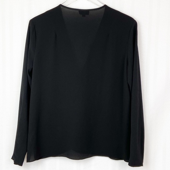 🎉TopShop Black Front Knot Long Sleeve Blouse Size 10 - Picture 4 of 8